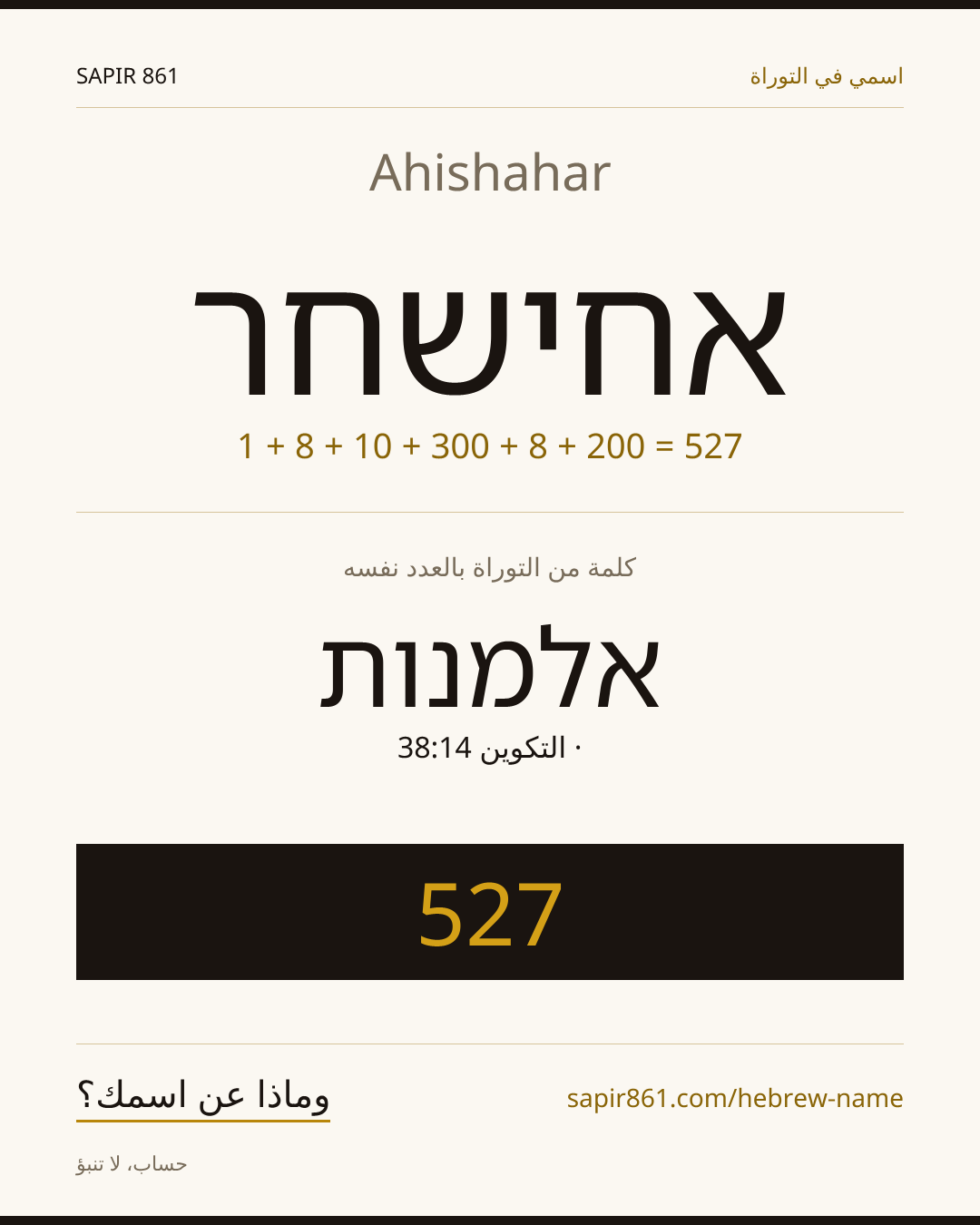 Ahishahar — אחישחר