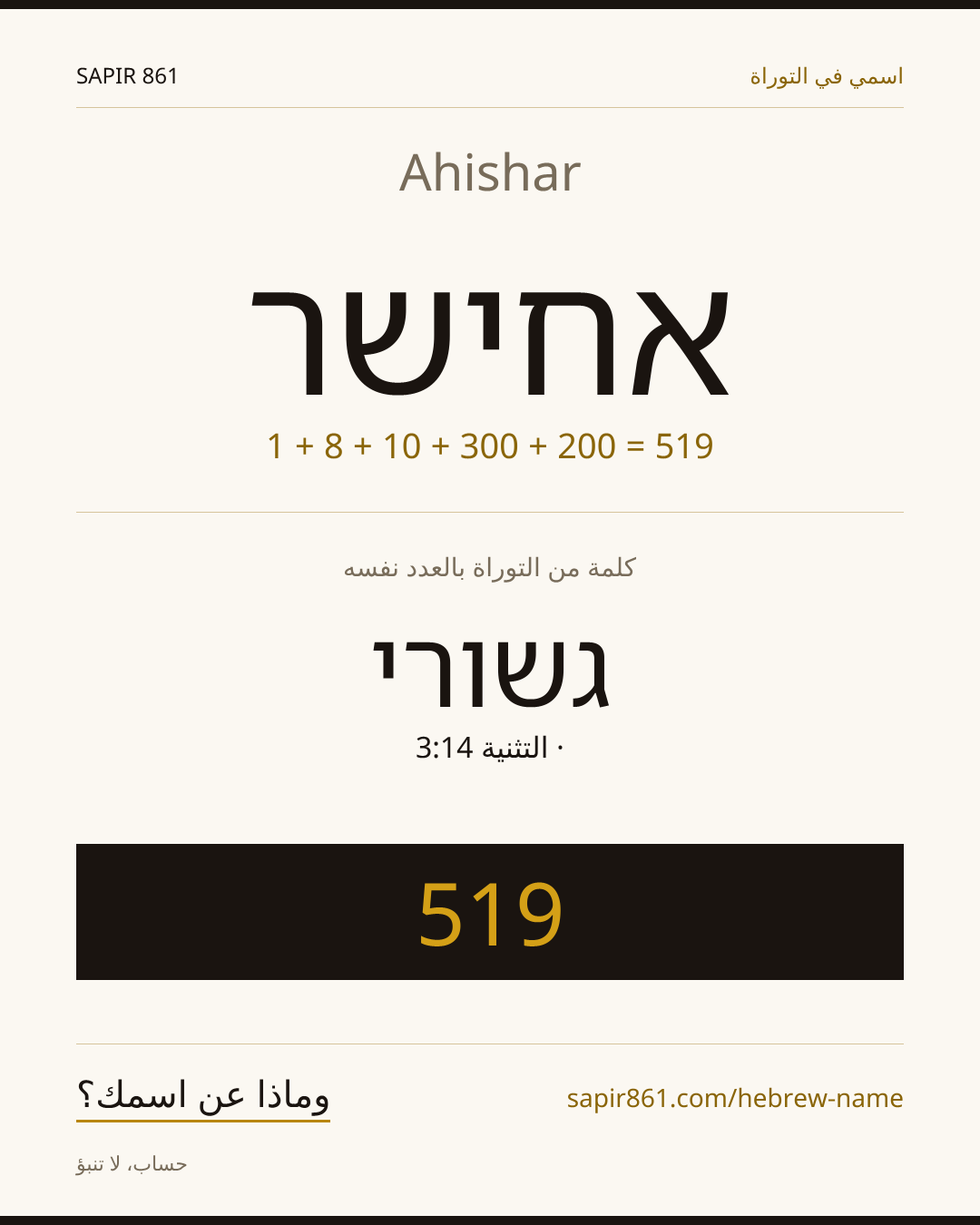Ahishar — אחישר