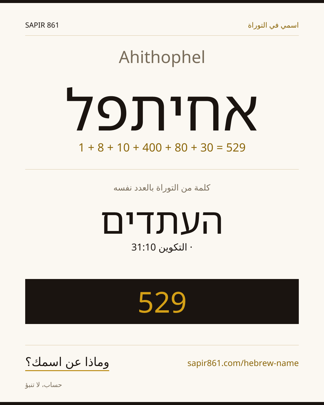 Ahithophel — אחיתפל