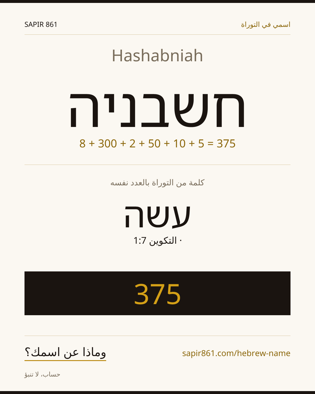 Hashabniah — חשבניה