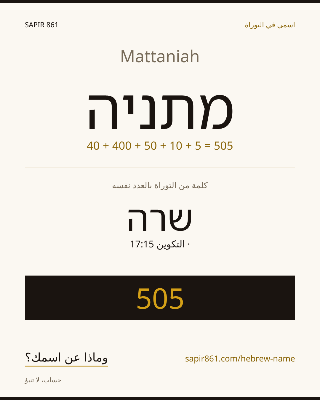 Mattaniah — מתניה