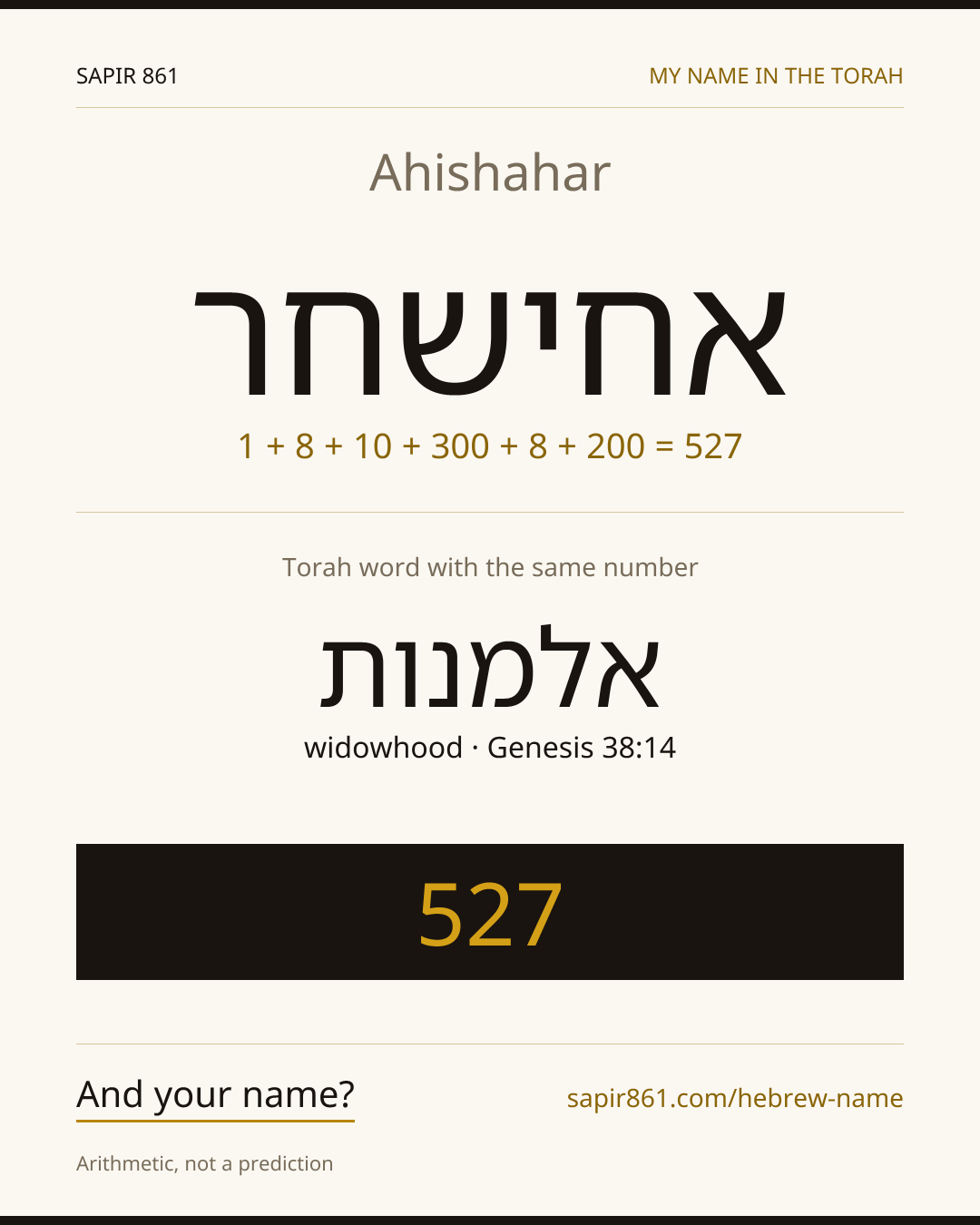 Ahishahar — אחישחר