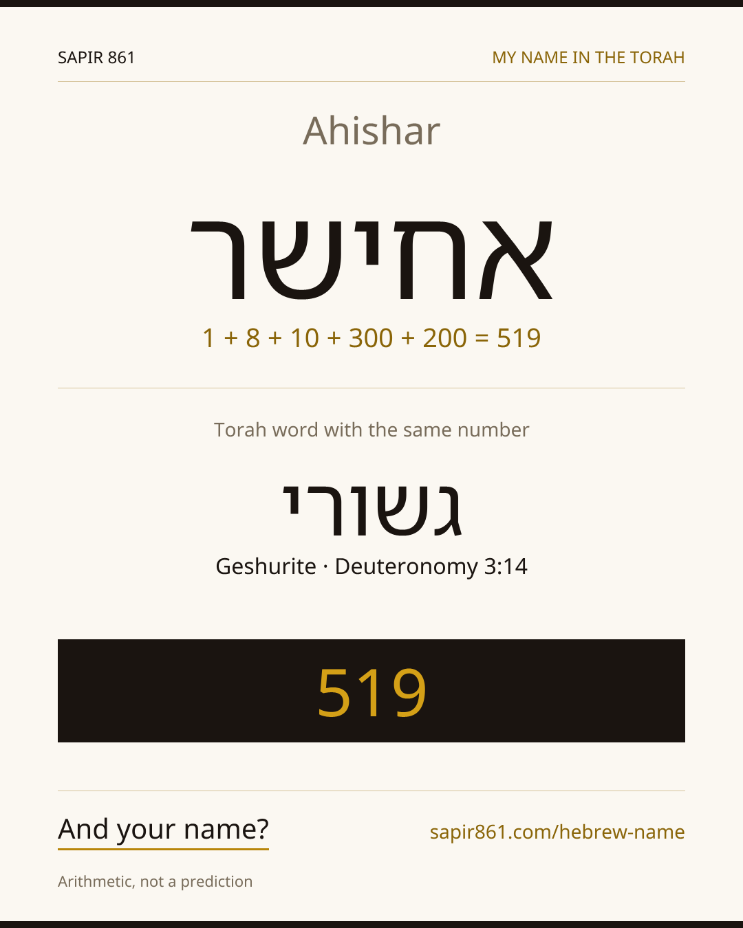 Ahishar — אחישר