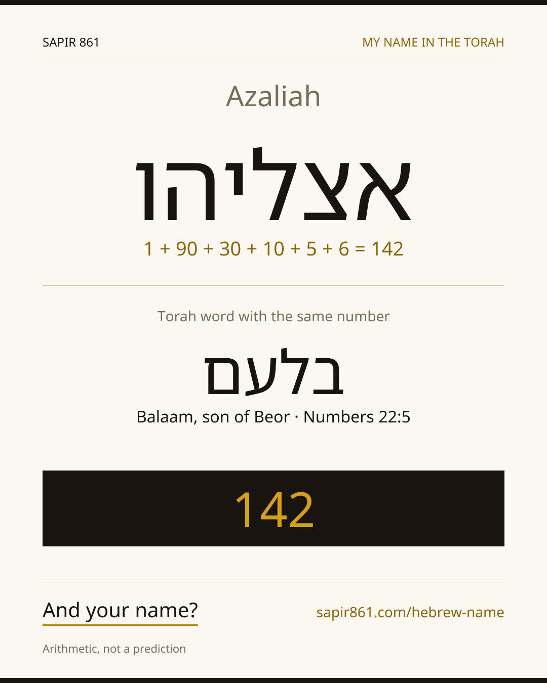 Azaliah — אצליהו