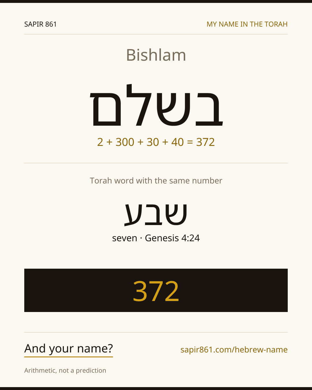 Bishlam — בשלם