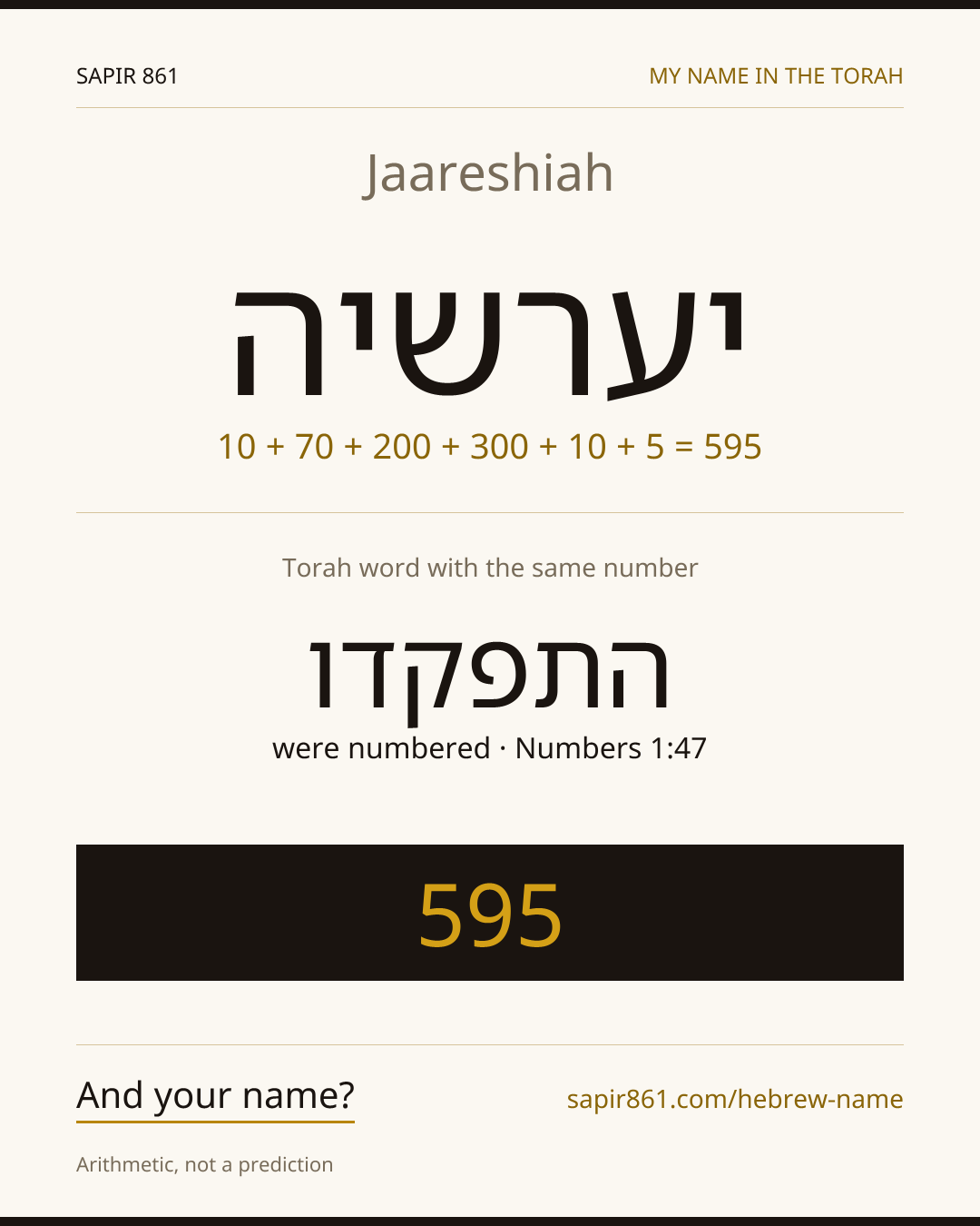 Jaareshiah — יערשיה