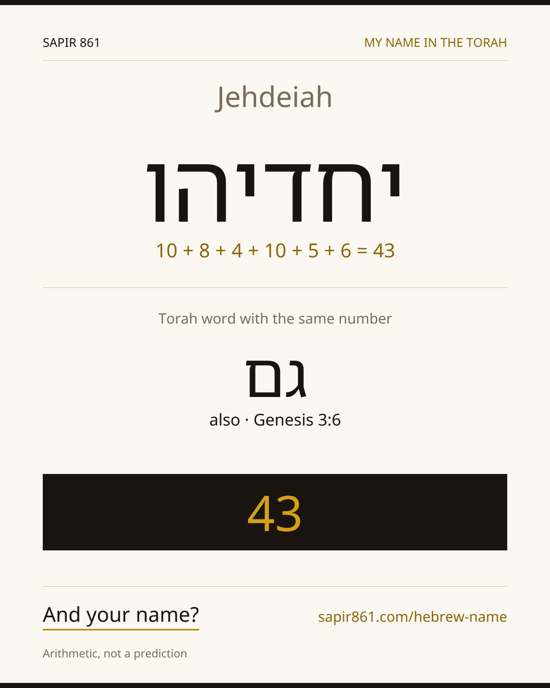 Jehdeiah — יחדיהו
