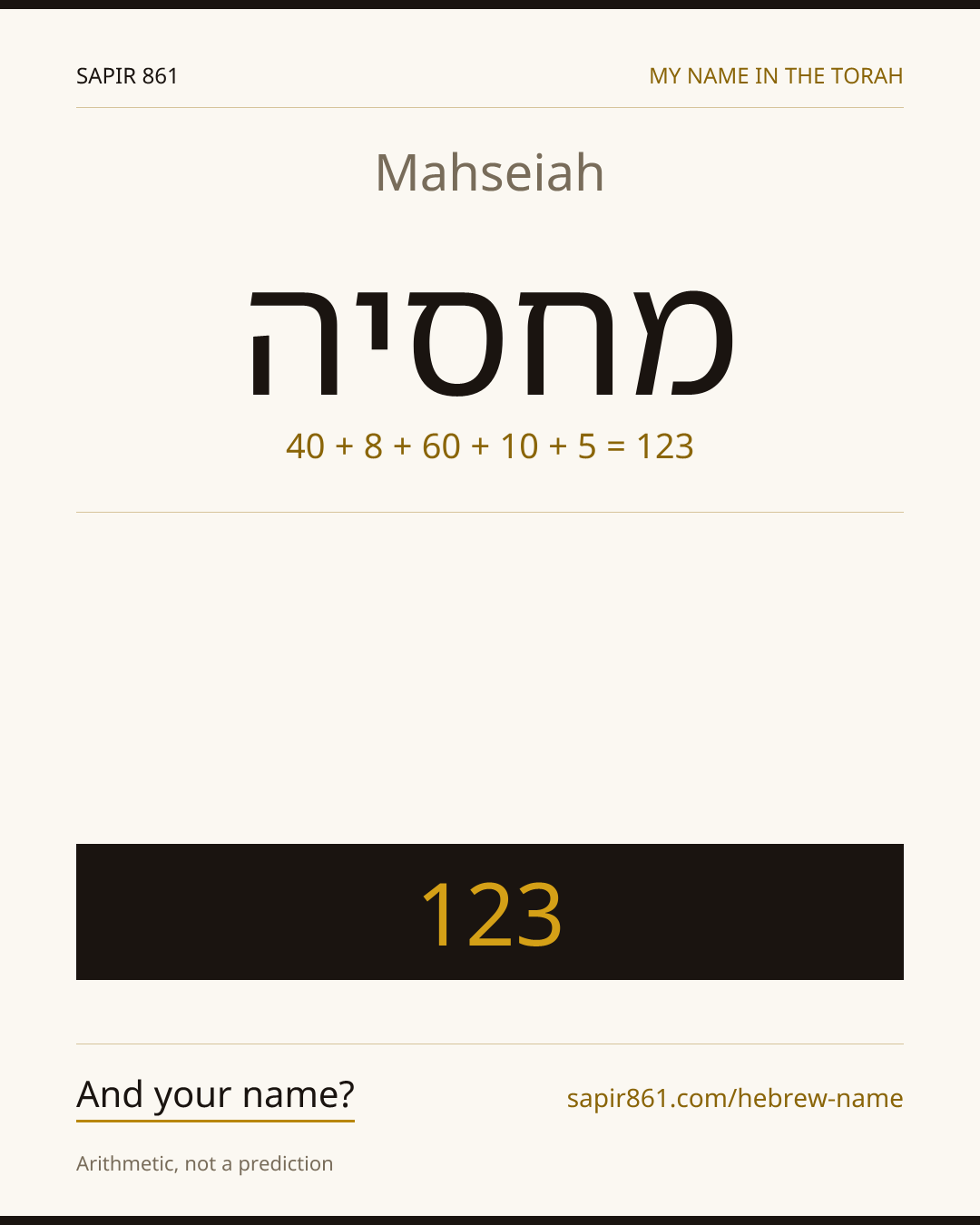 Mahseiah — מחסיה