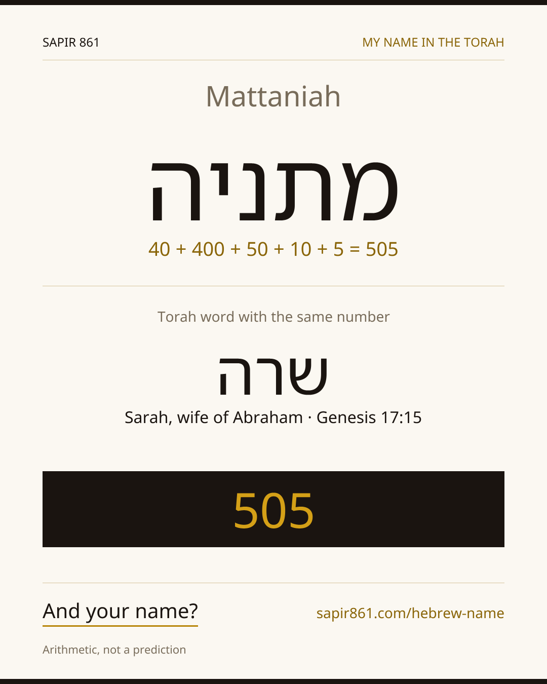 Mattaniah — מתניה