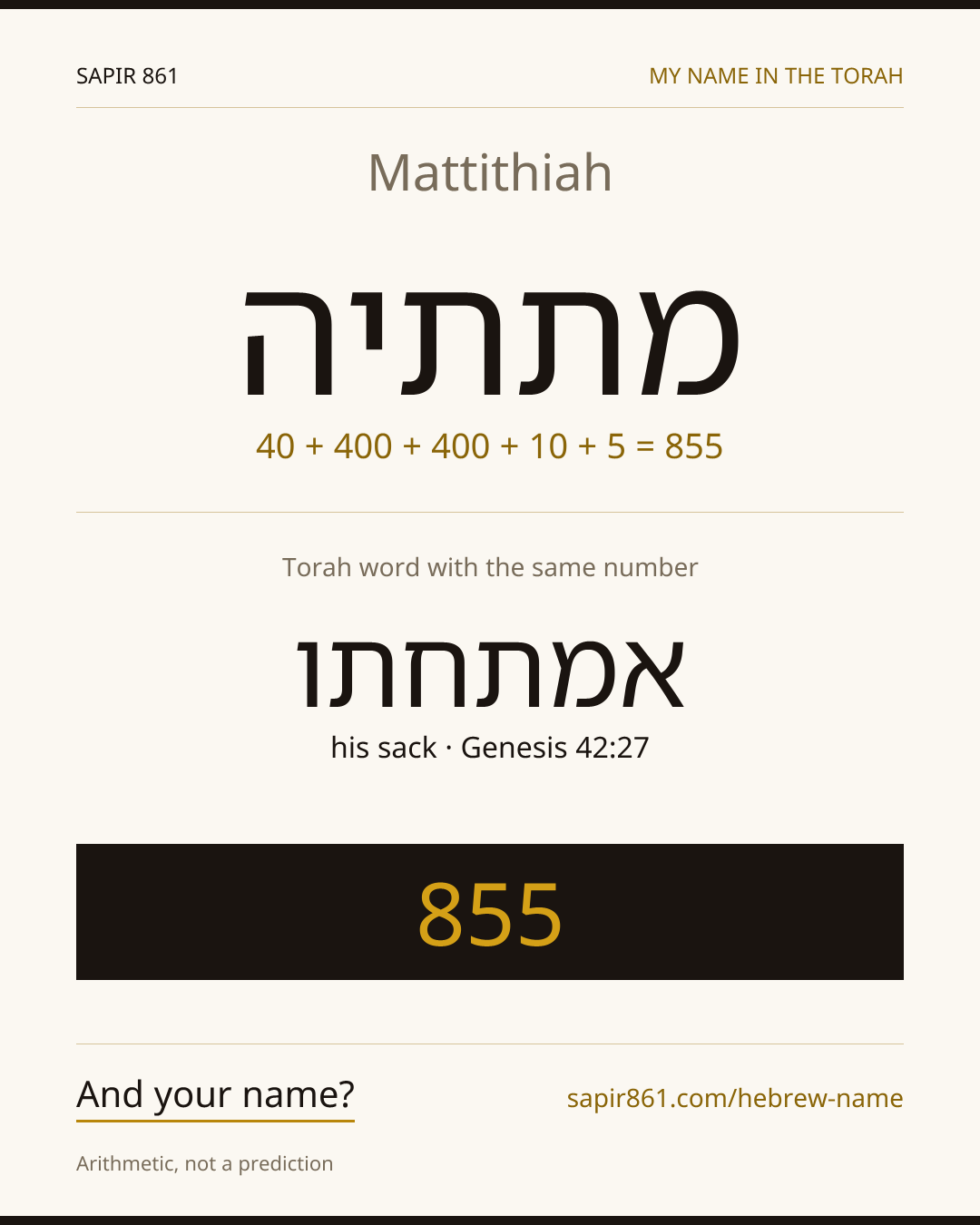 Mattithiah — מתתיה