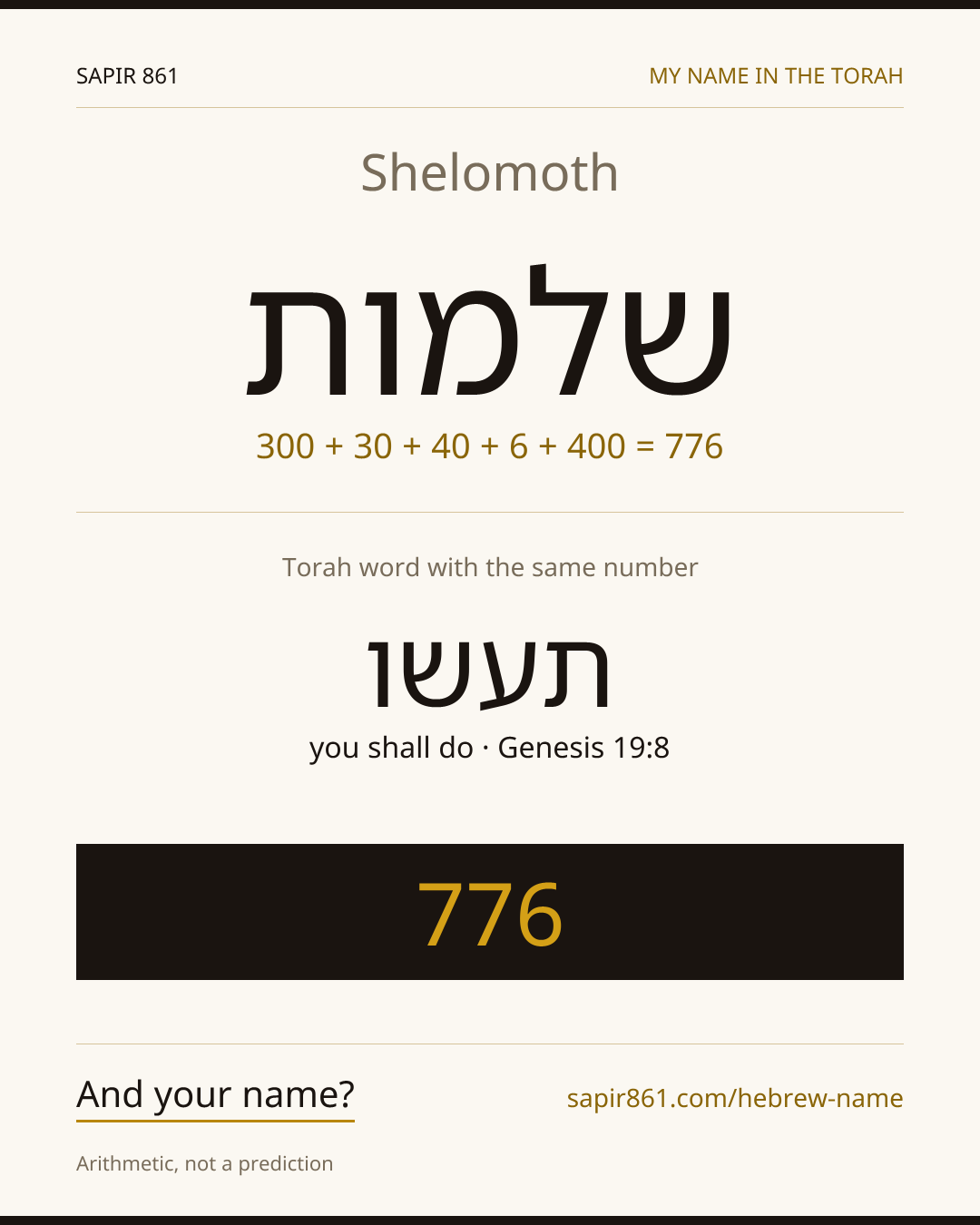 Shelomoth — שלמות