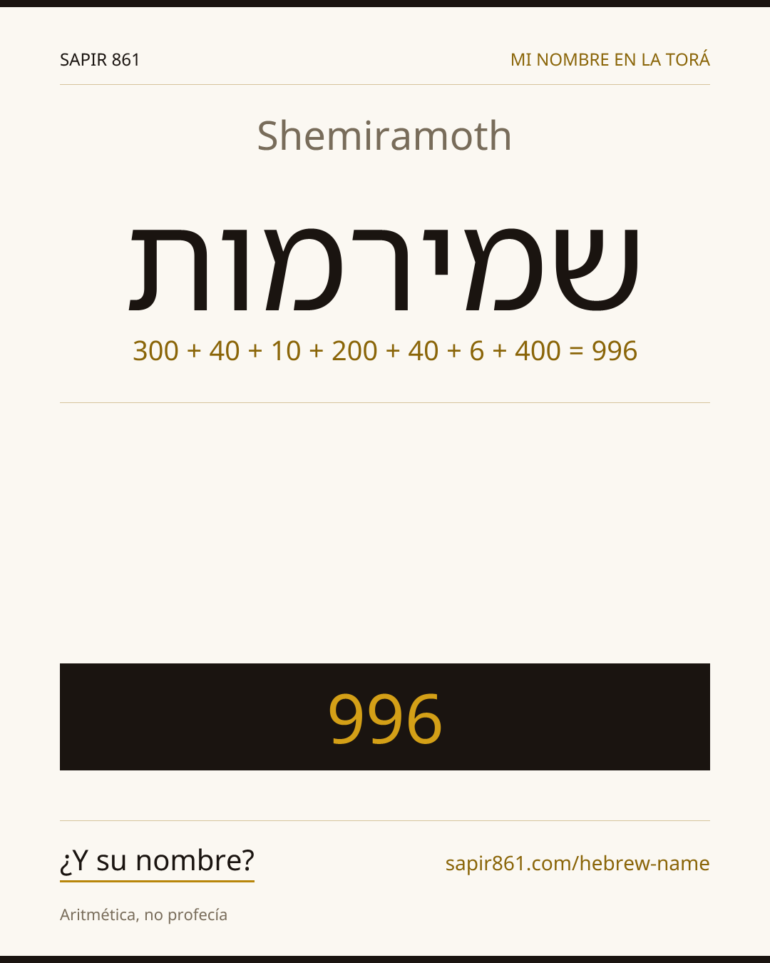 Shemiramoth — שמירמות