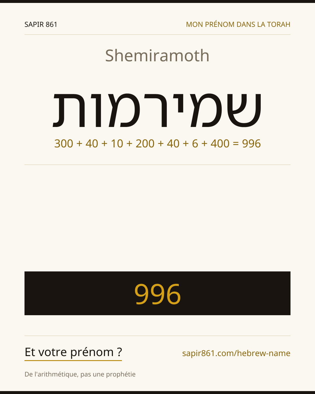 Shemiramoth — שמירמות