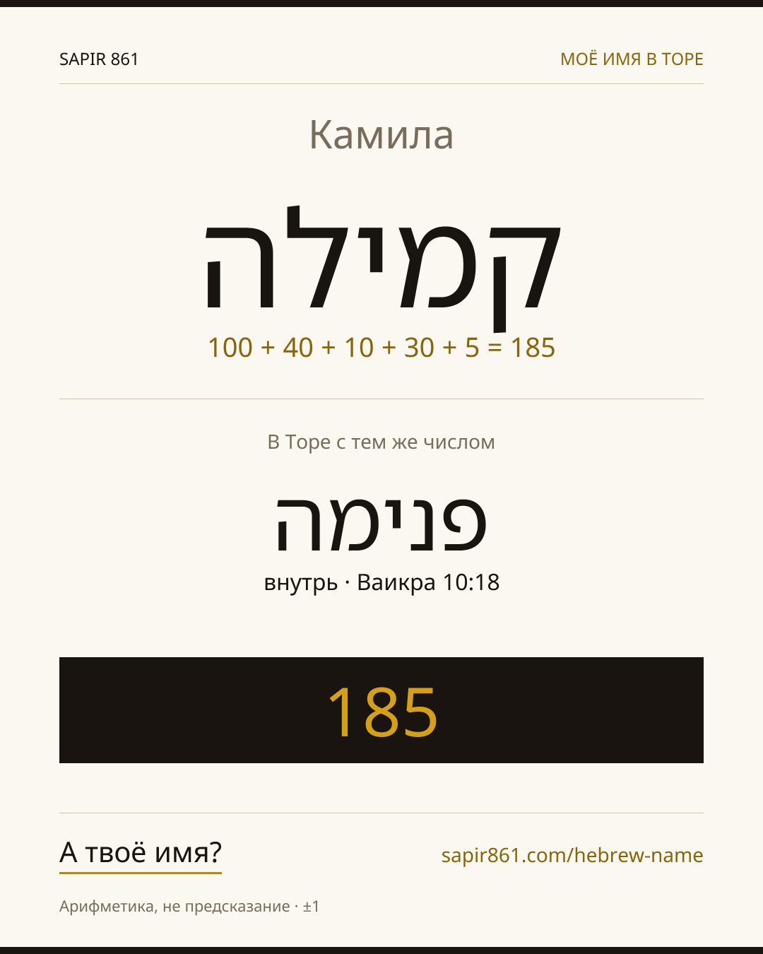 Камила — קמילה