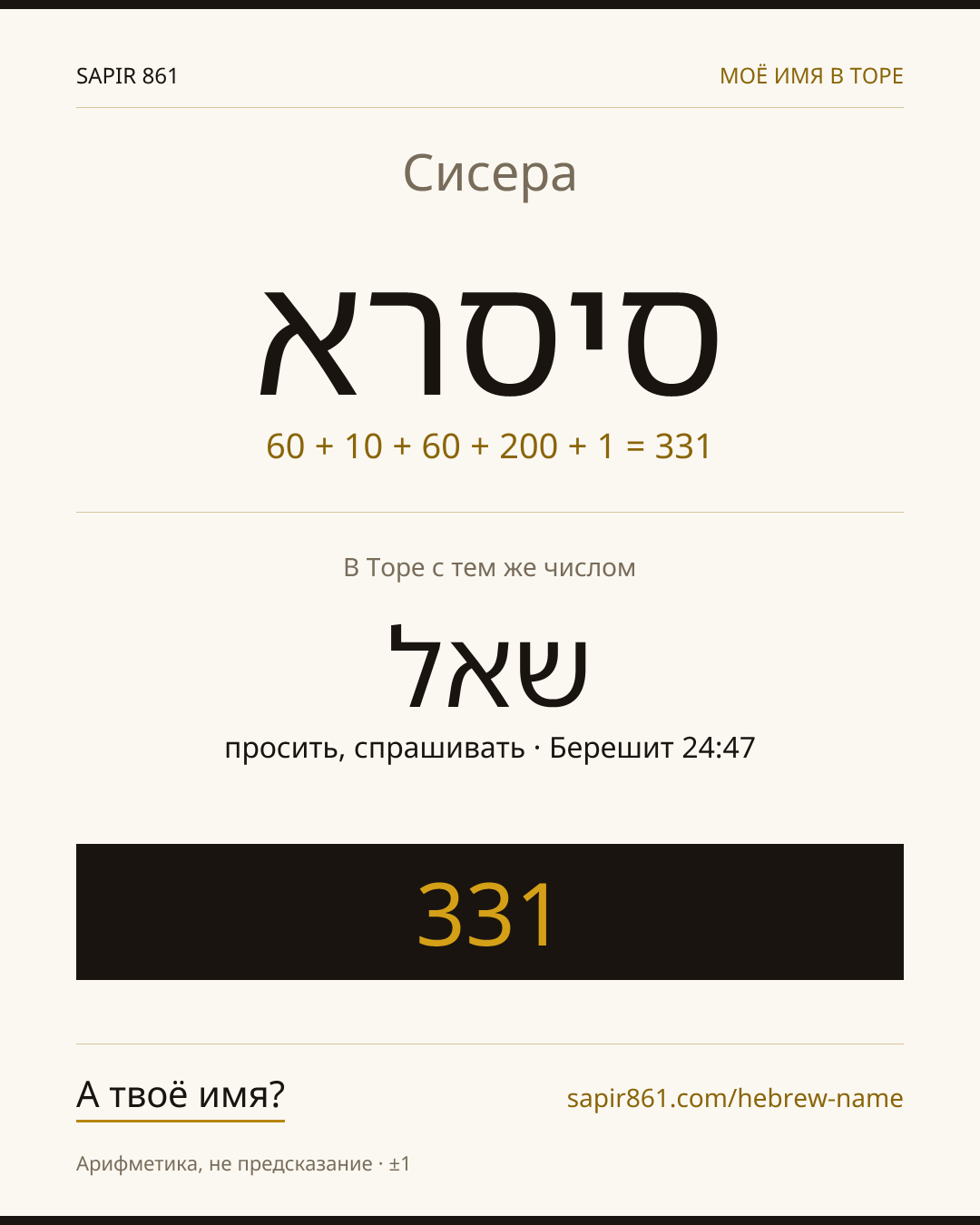 Сисера — סיסרא