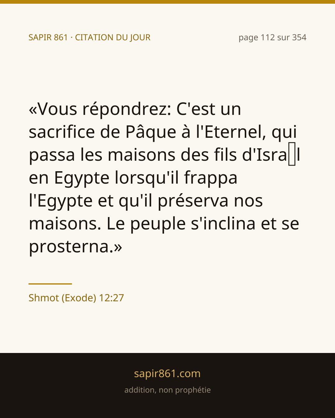 Shmot (Exode) 12:27