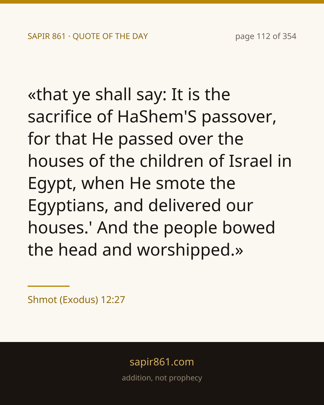 Shmot (Exodus) 12:27