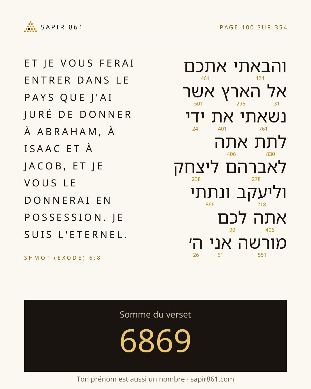 Carte du verset 100