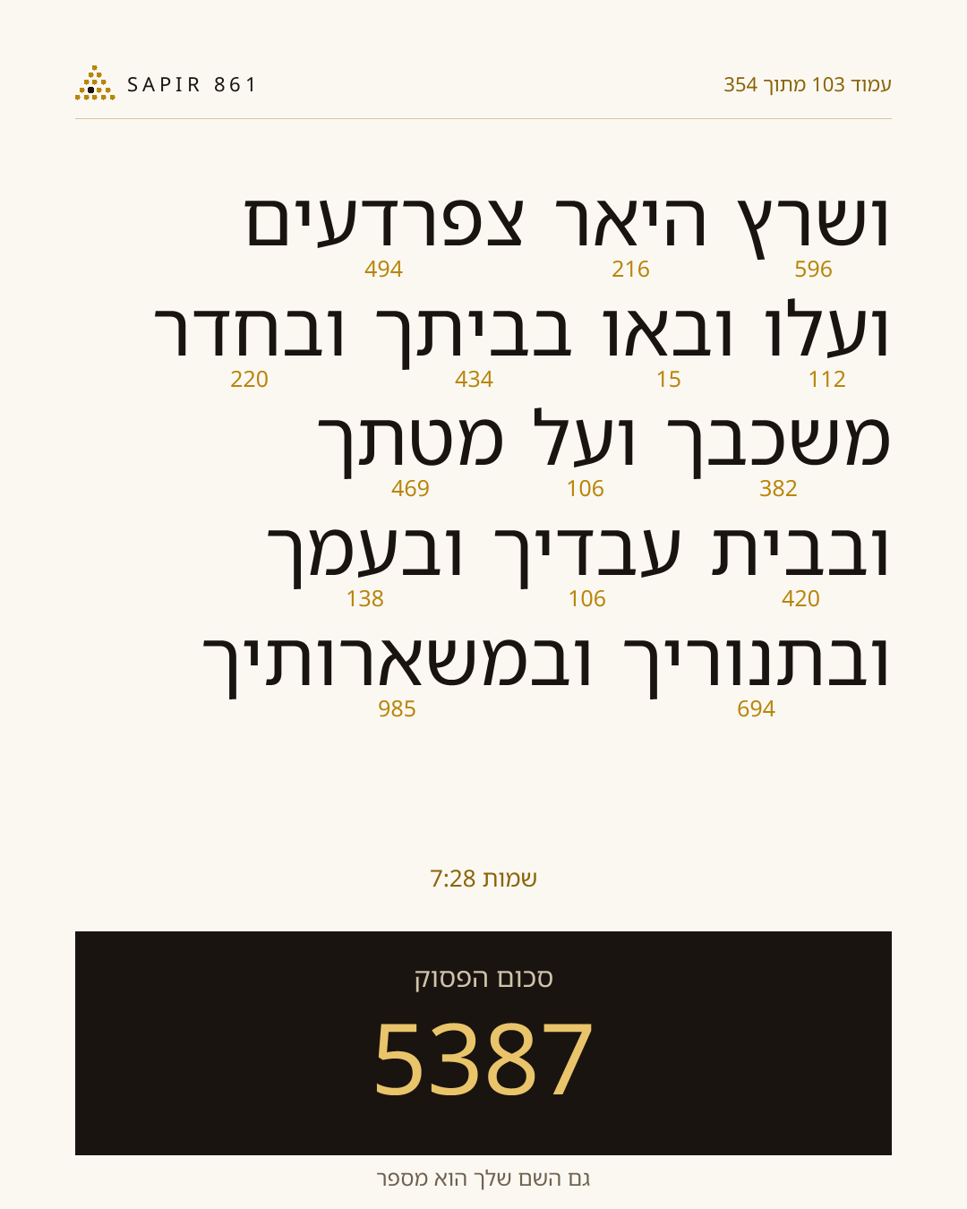 כרטיס פסוק 103