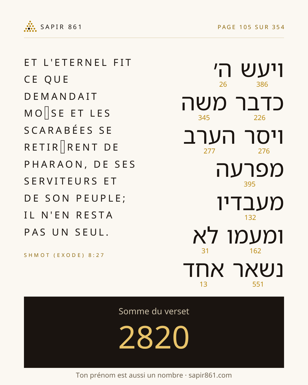 Carte du verset 105