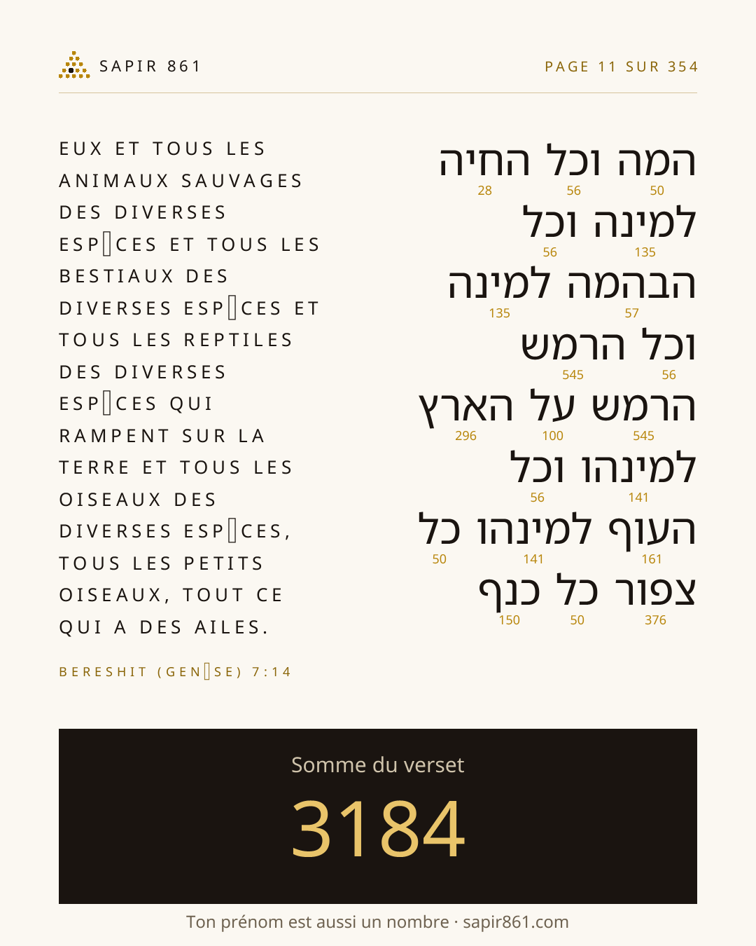 Carte du verset 11