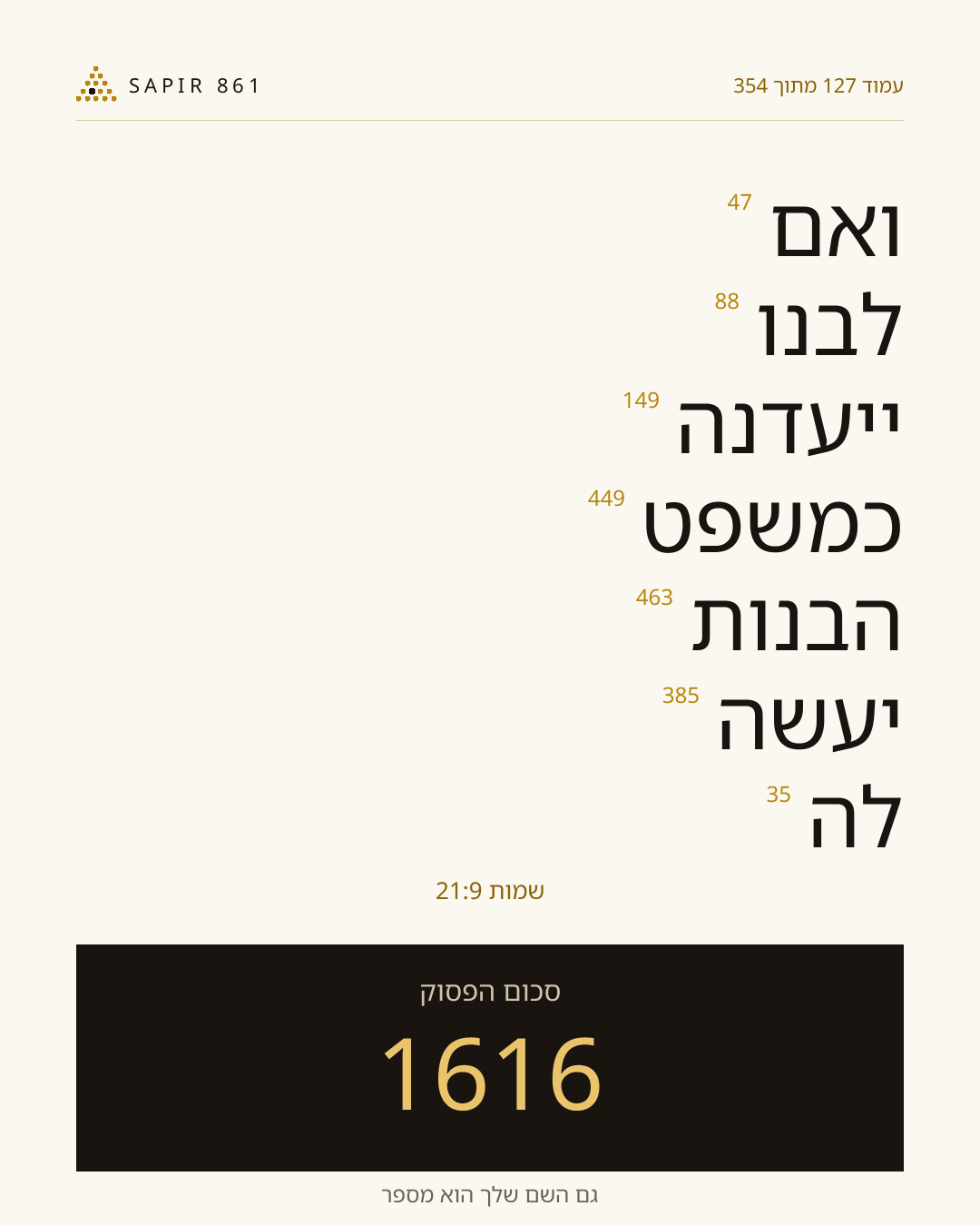 כרטיס פסוק 127