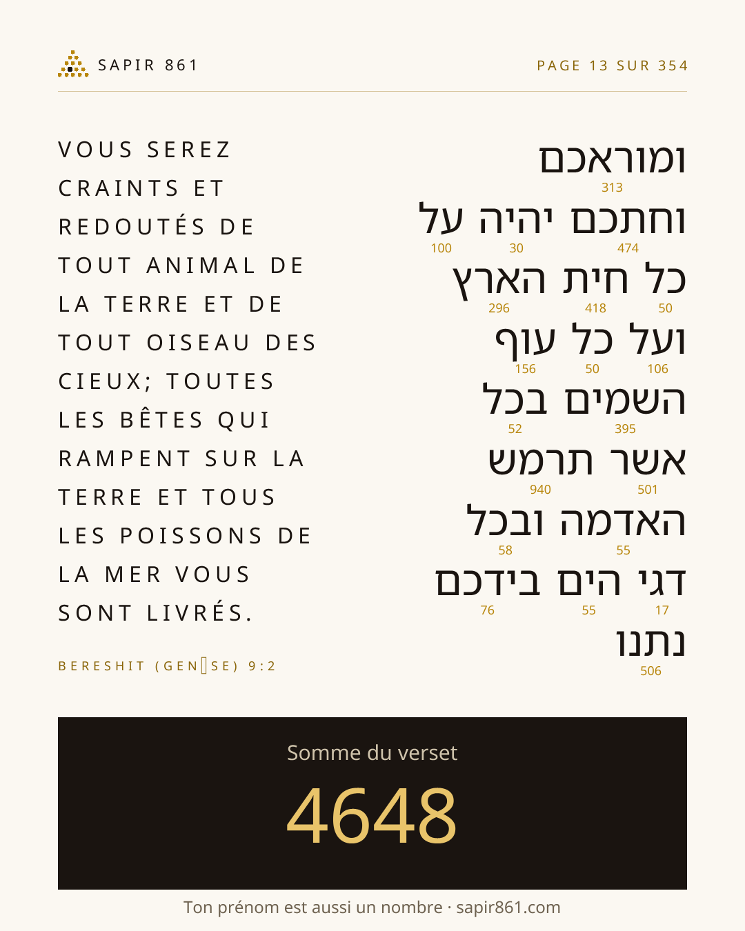 Carte du verset 13