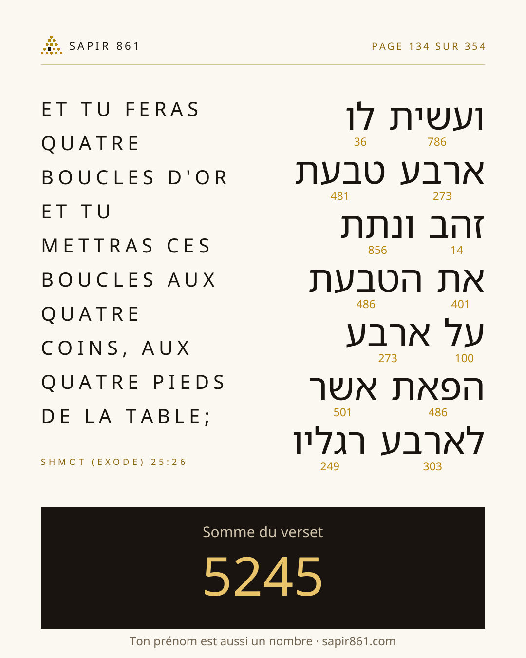 Carte du verset 134