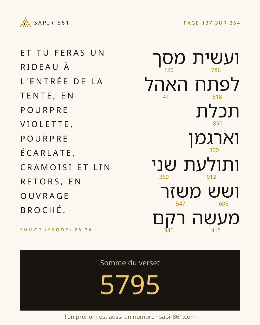 Carte du verset 137