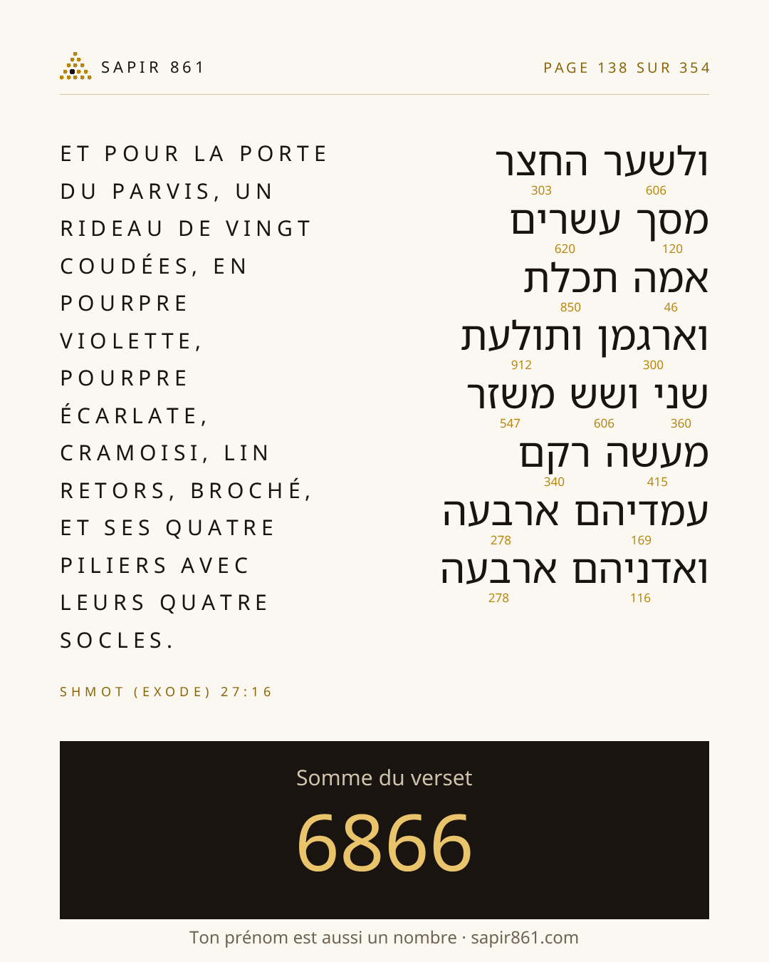 Carte du verset 138