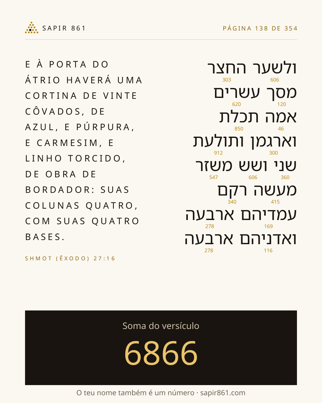 Cartão do versículo 138