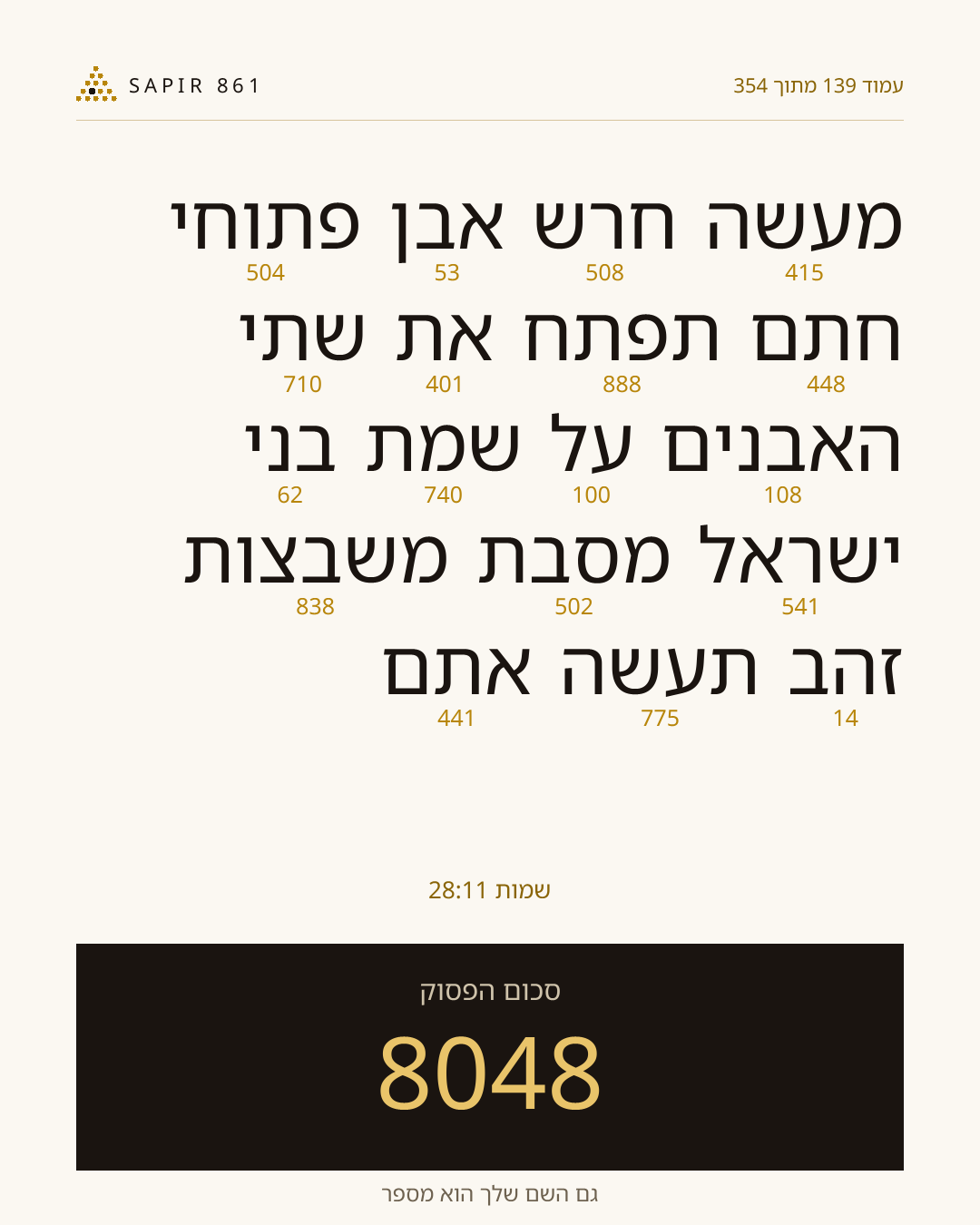 כרטיס פסוק 139