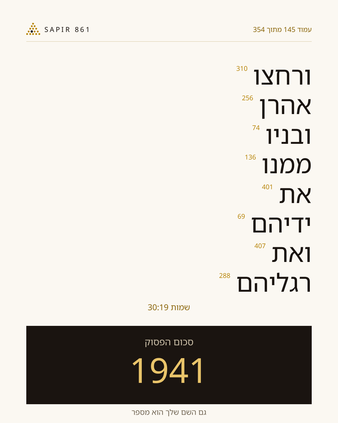כרטיס פסוק 145