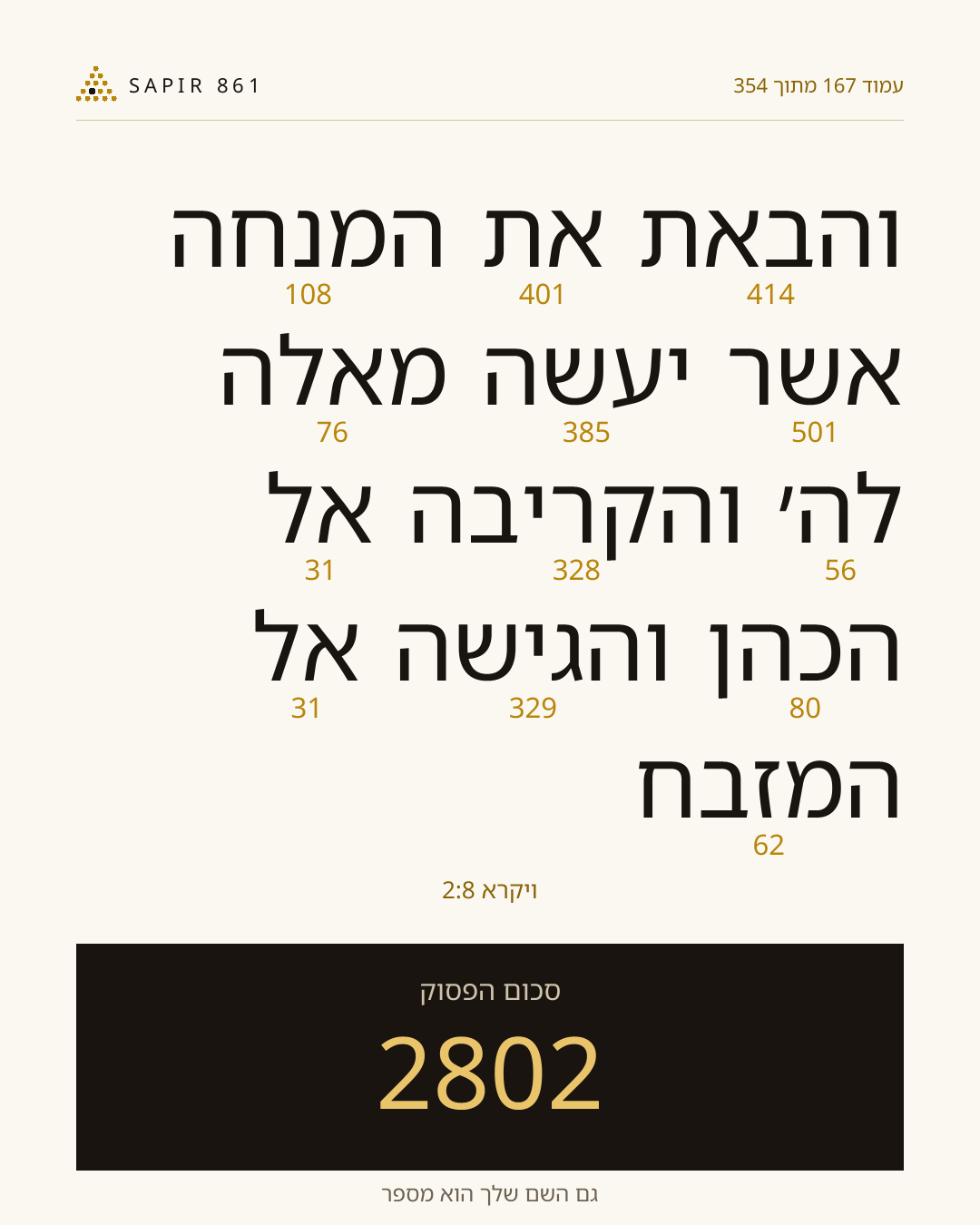 כרטיס פסוק 167