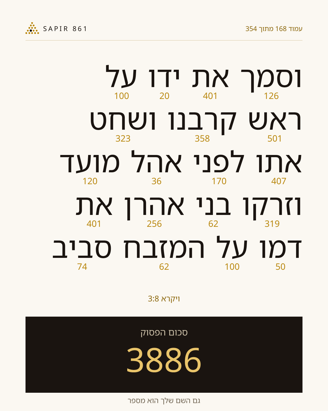 כרטיס פסוק 168