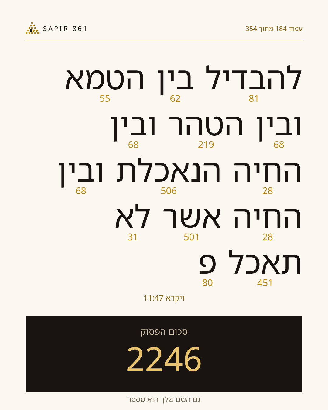 כרטיס פסוק 184