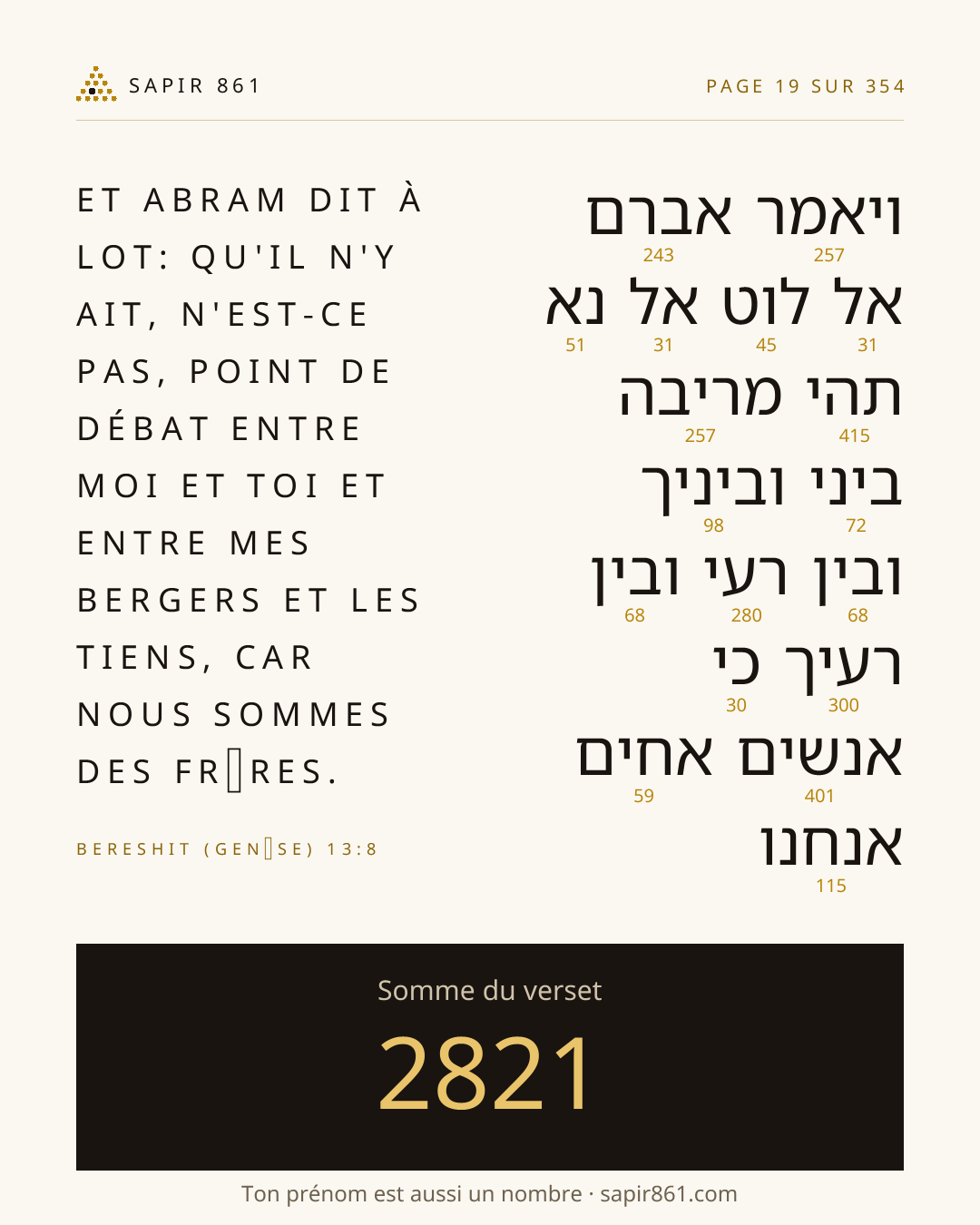 Carte du verset 19