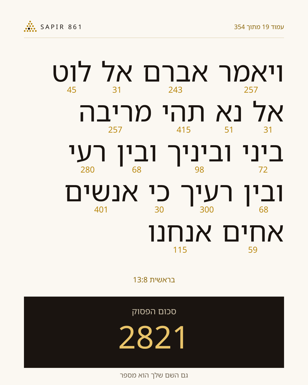 כרטיס פסוק 19
