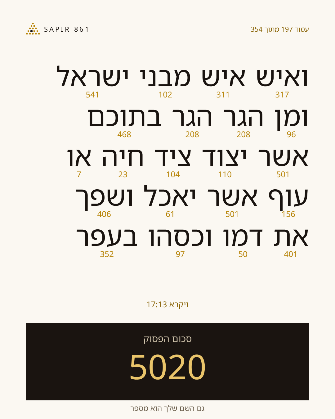 כרטיס פסוק 197