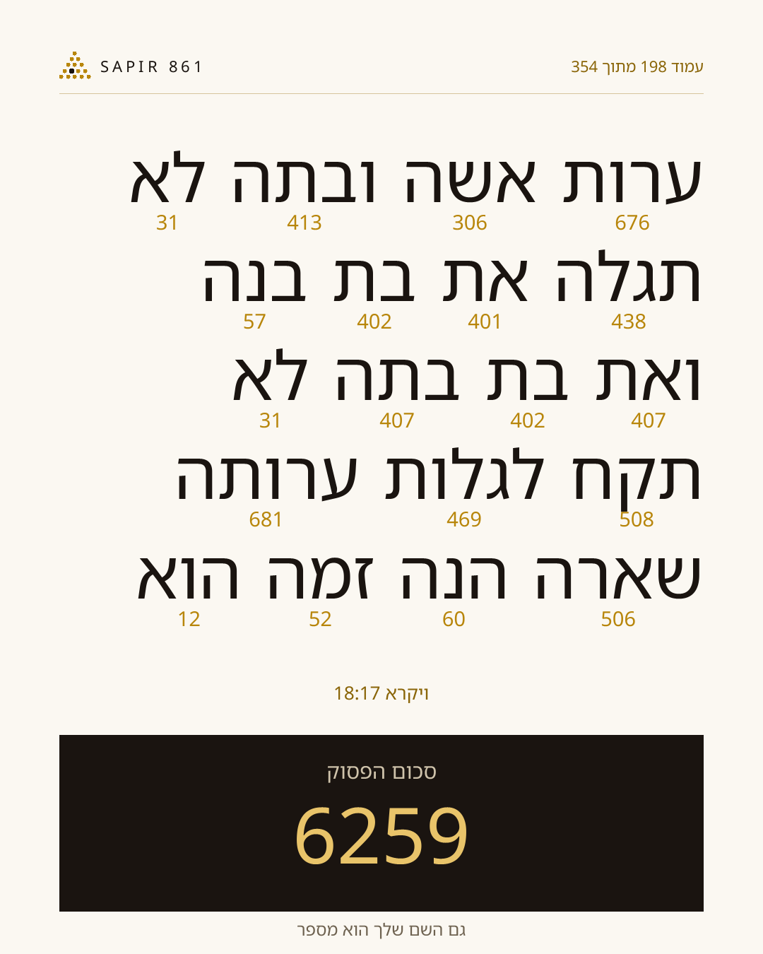 כרטיס פסוק 198