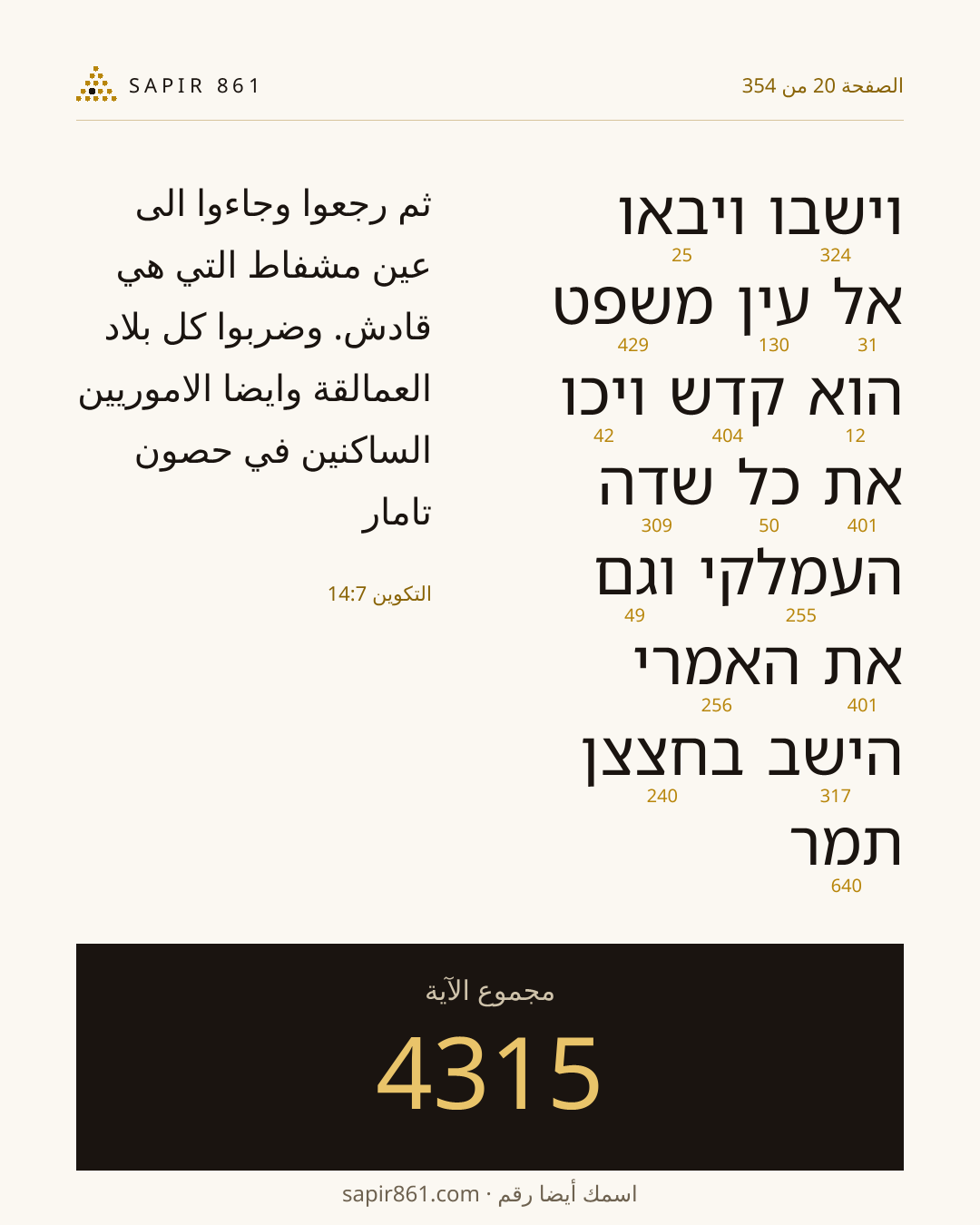 بطاقة الآية 20