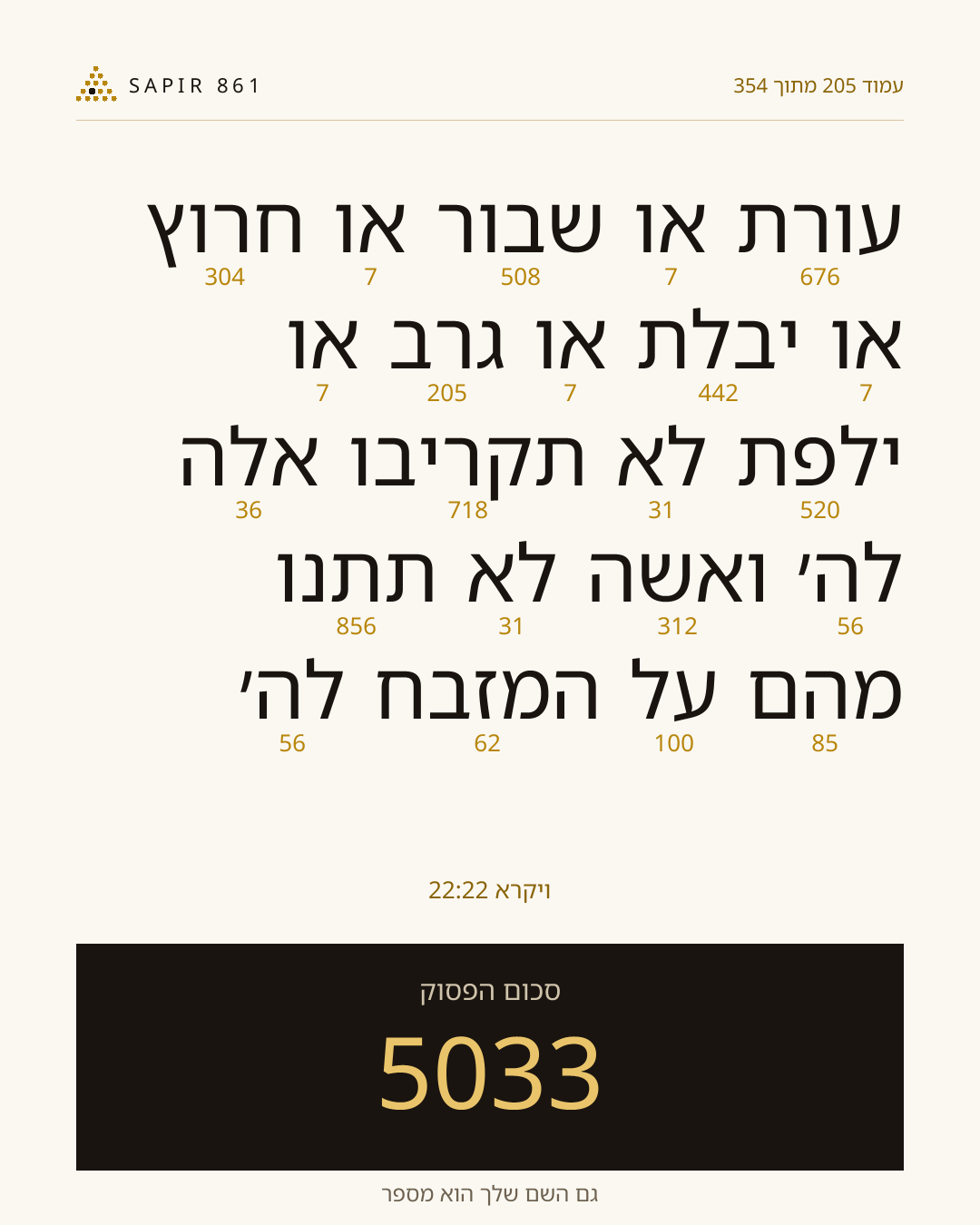 כרטיס פסוק 205