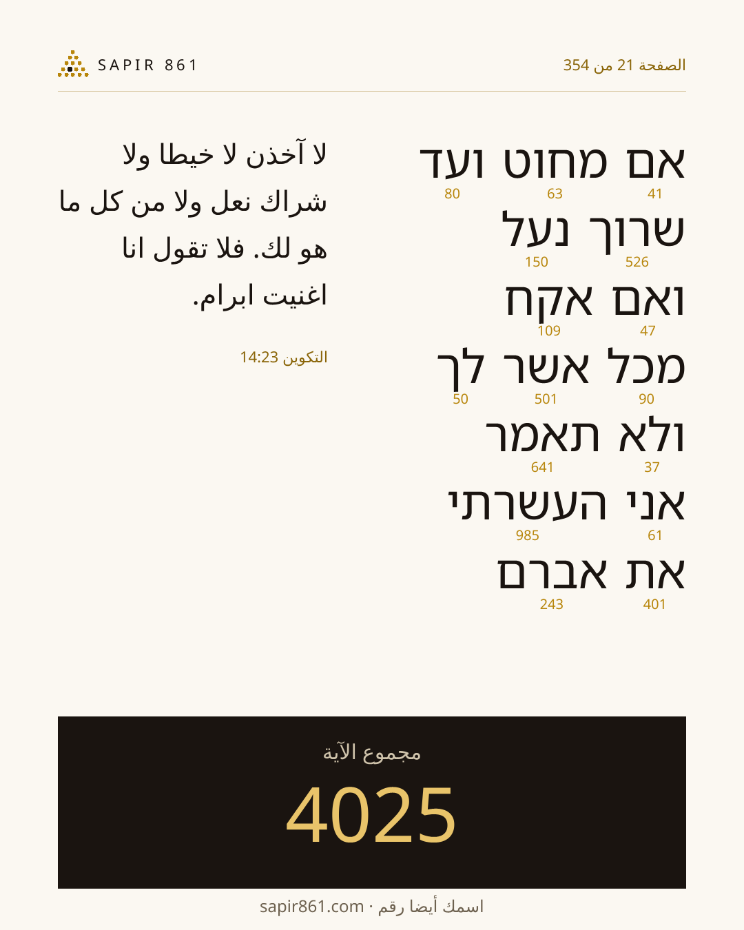 بطاقة الآية 21