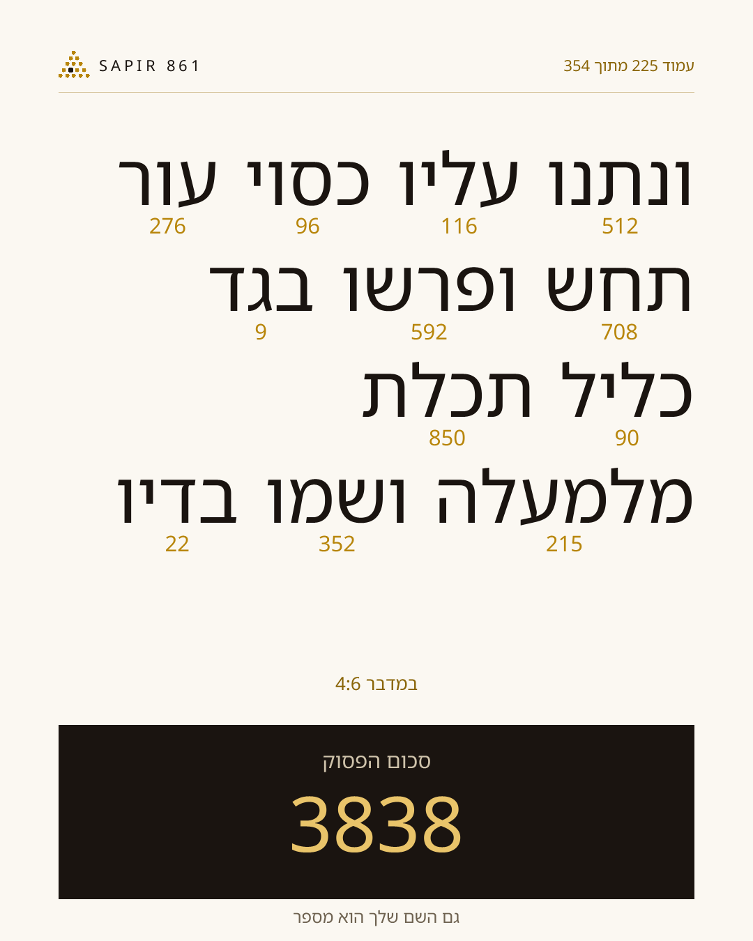 כרטיס פסוק 225