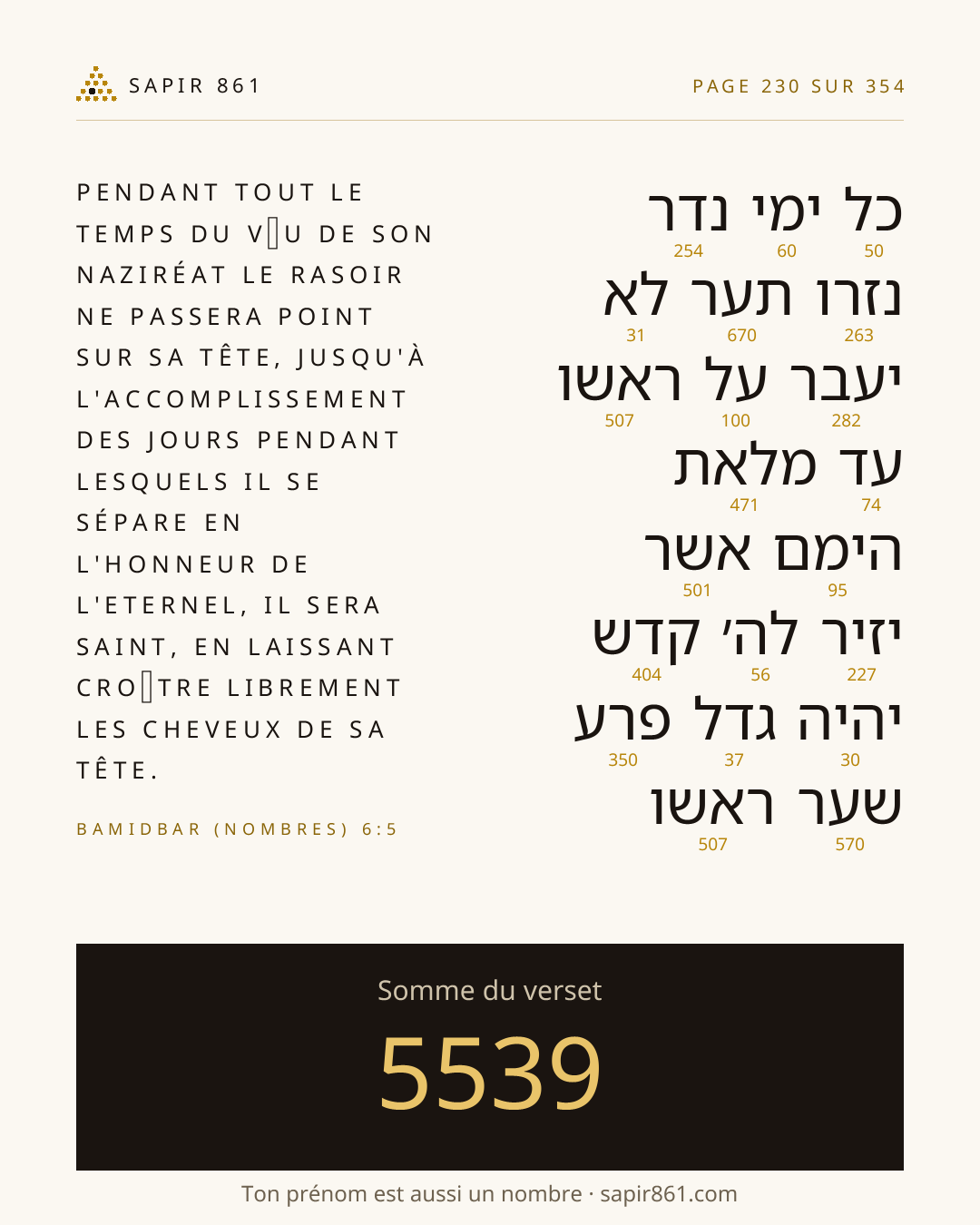 Carte du verset 230