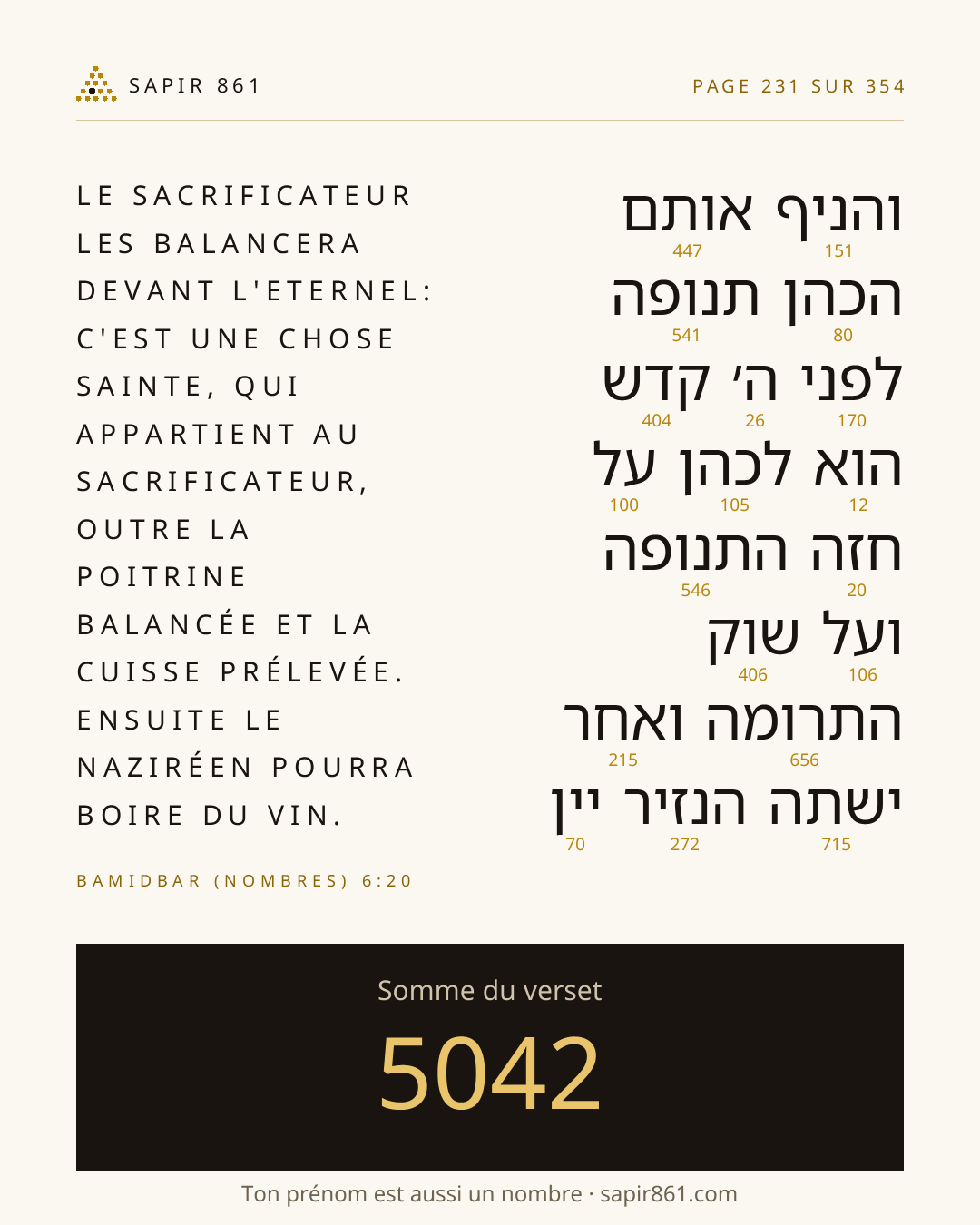 Carte du verset 231