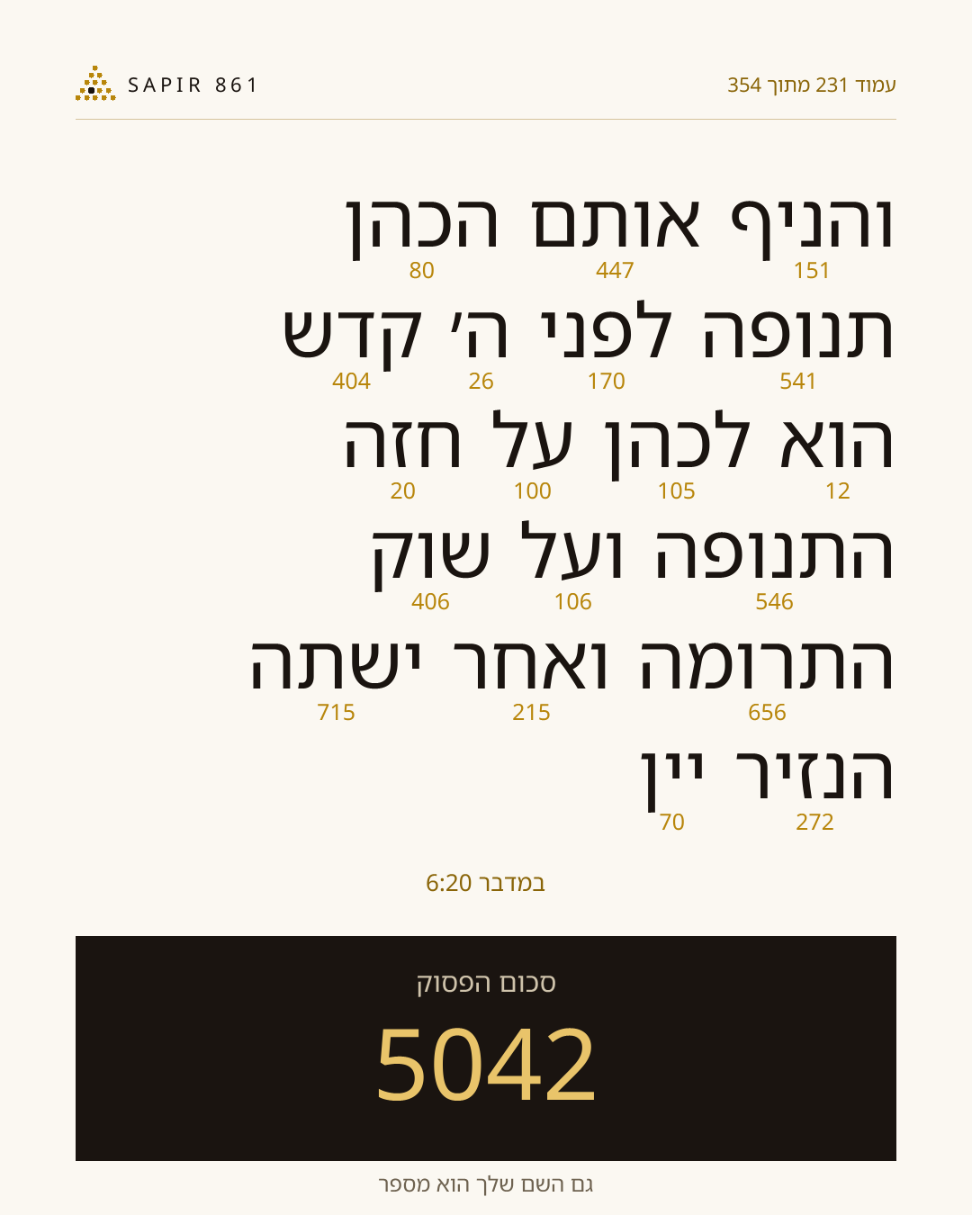 כרטיס פסוק 231