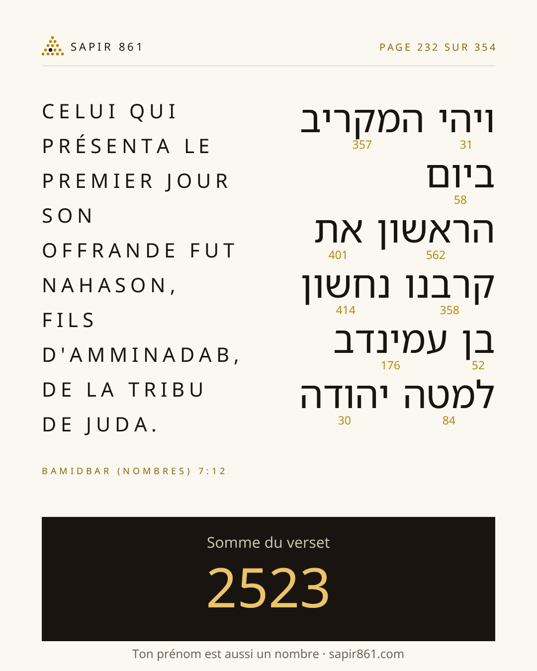 Carte du verset 232