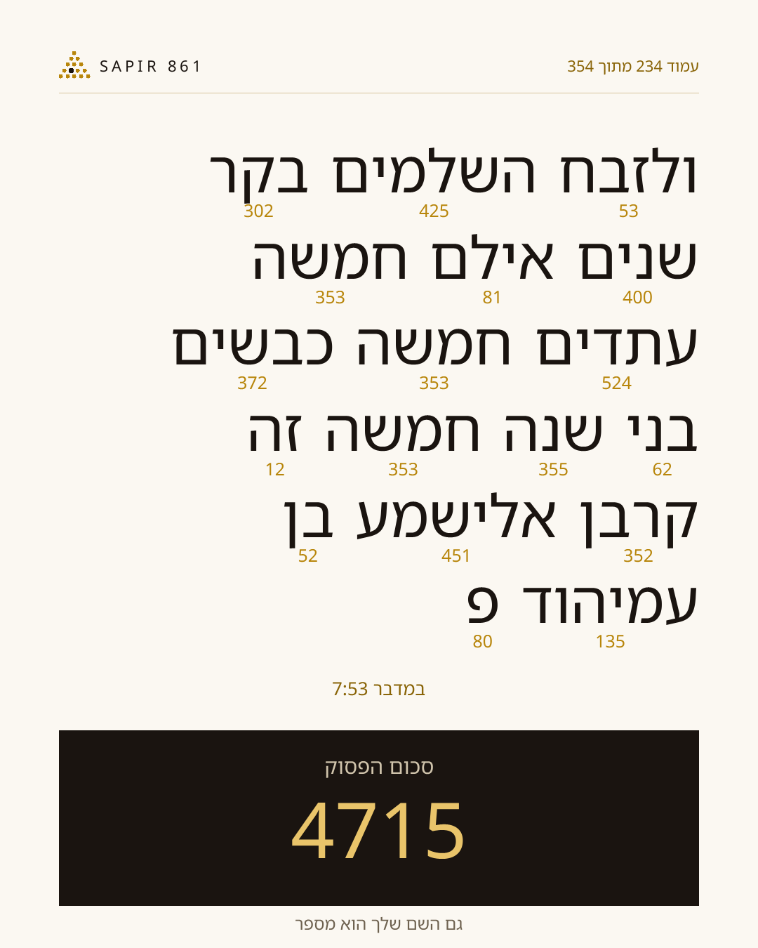 כרטיס פסוק 234