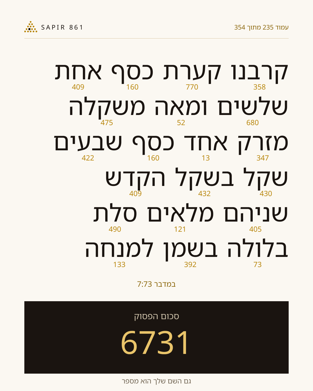 כרטיס פסוק 235